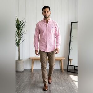 Ralph Lauren  Mens Pony-motif Button-Down Shirt Pink Size 16.5 -35 100% …